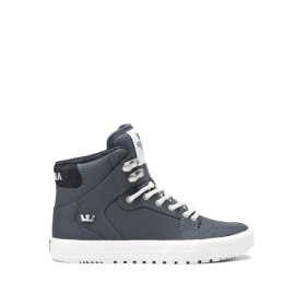 Supra Kids VAIDER COLD WEATHER Gray Blue/White High Top Shoes | CA-50071